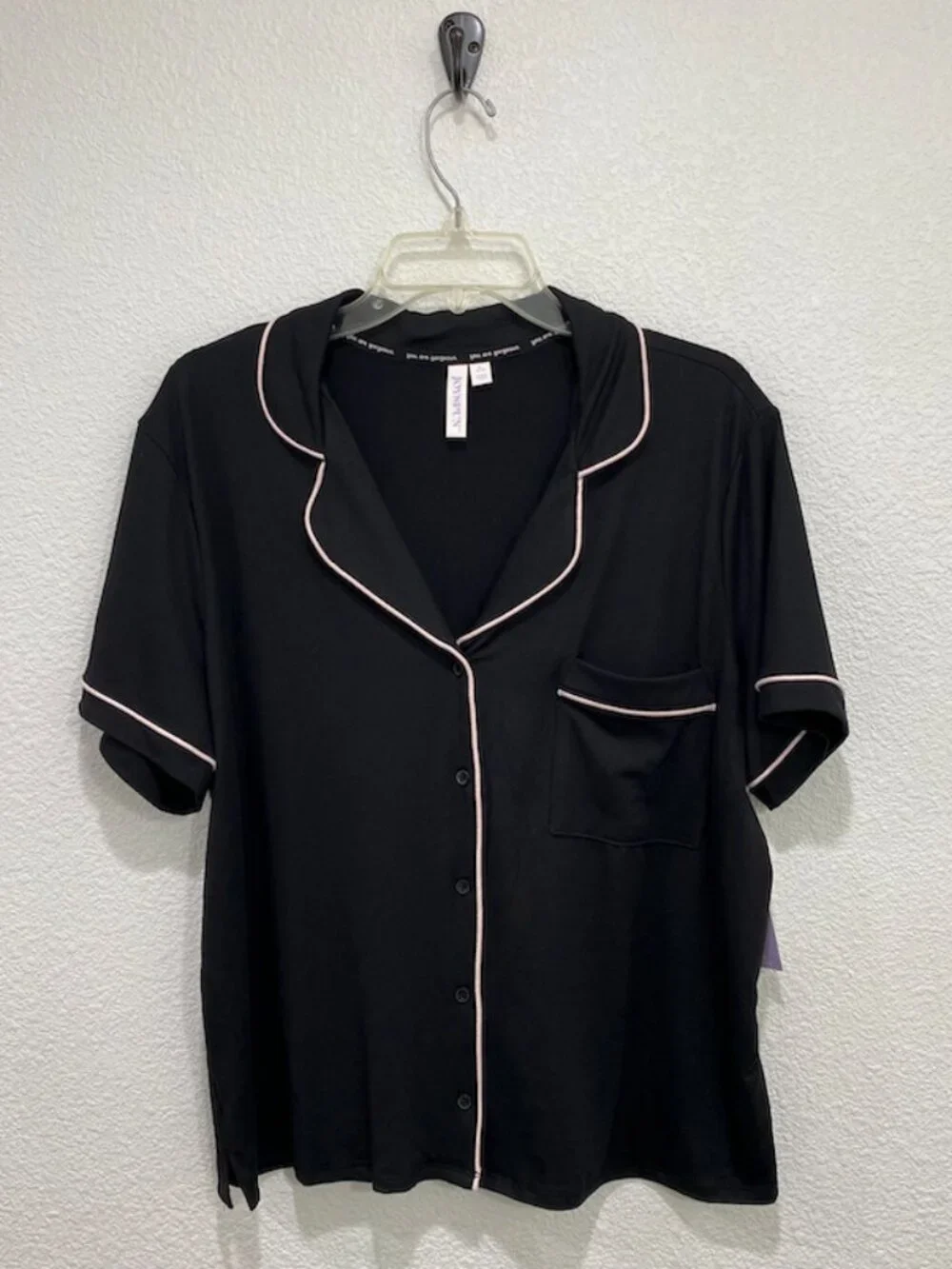 Joyspun Notch Collar PJ Set Sleepwear Lounge Black XL (16-18)